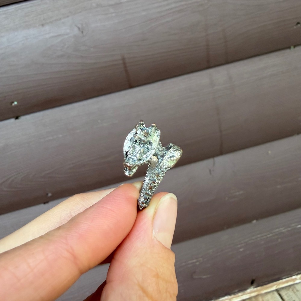 Brutalist‎ Dragon Wrap Bypass Ring Womens Size 6 Silver Tone Textured Statement